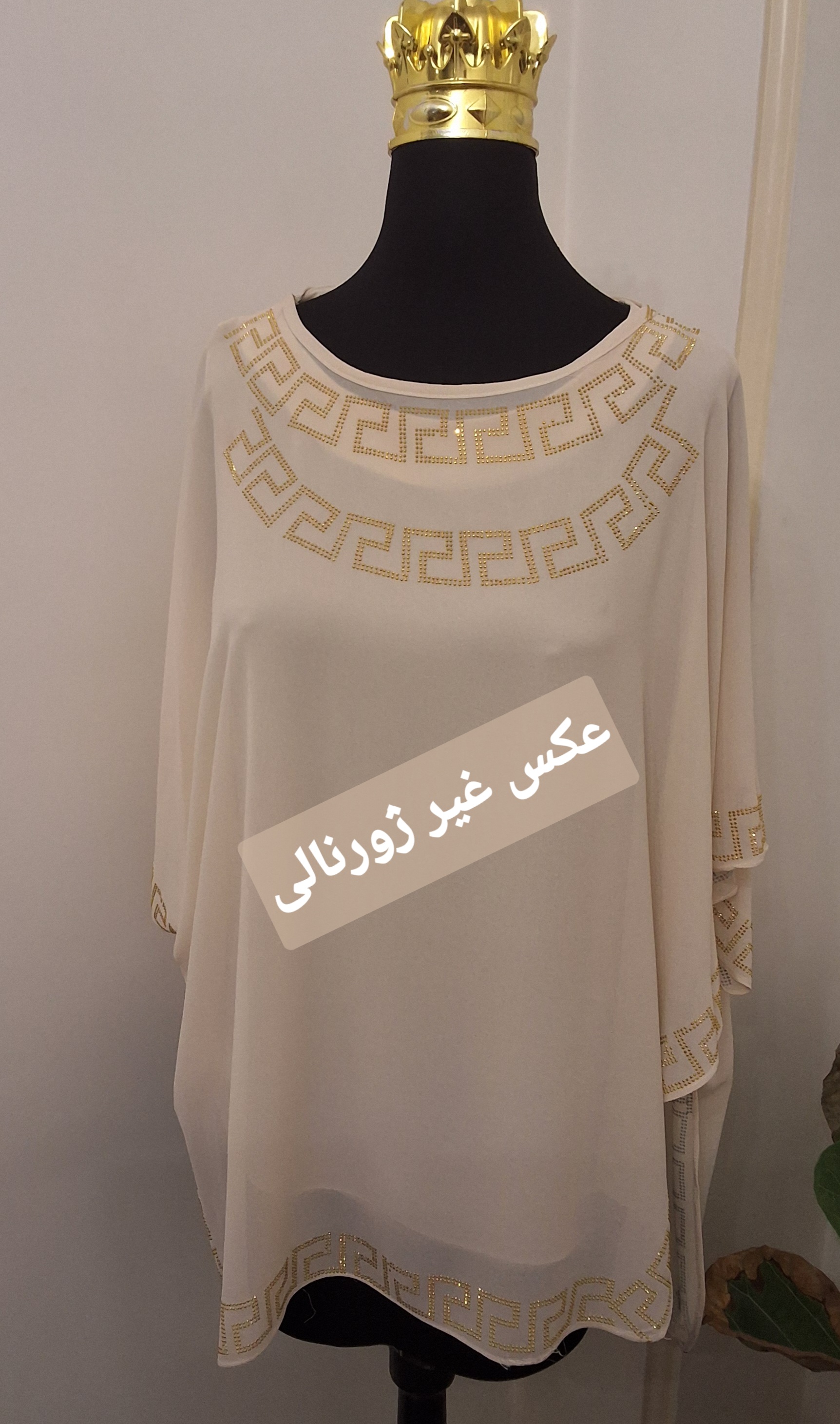 شومیز حریر تاپ دار نگین دار
