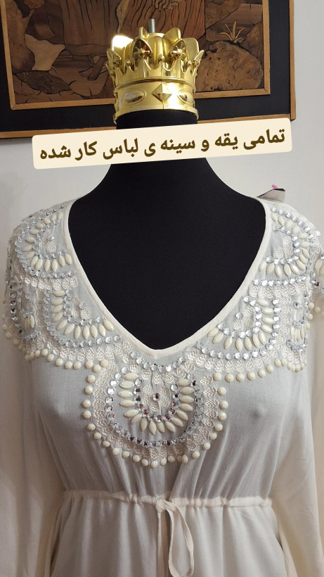 شومیز سفید کارشده وارداتی زنانه،دخترانه